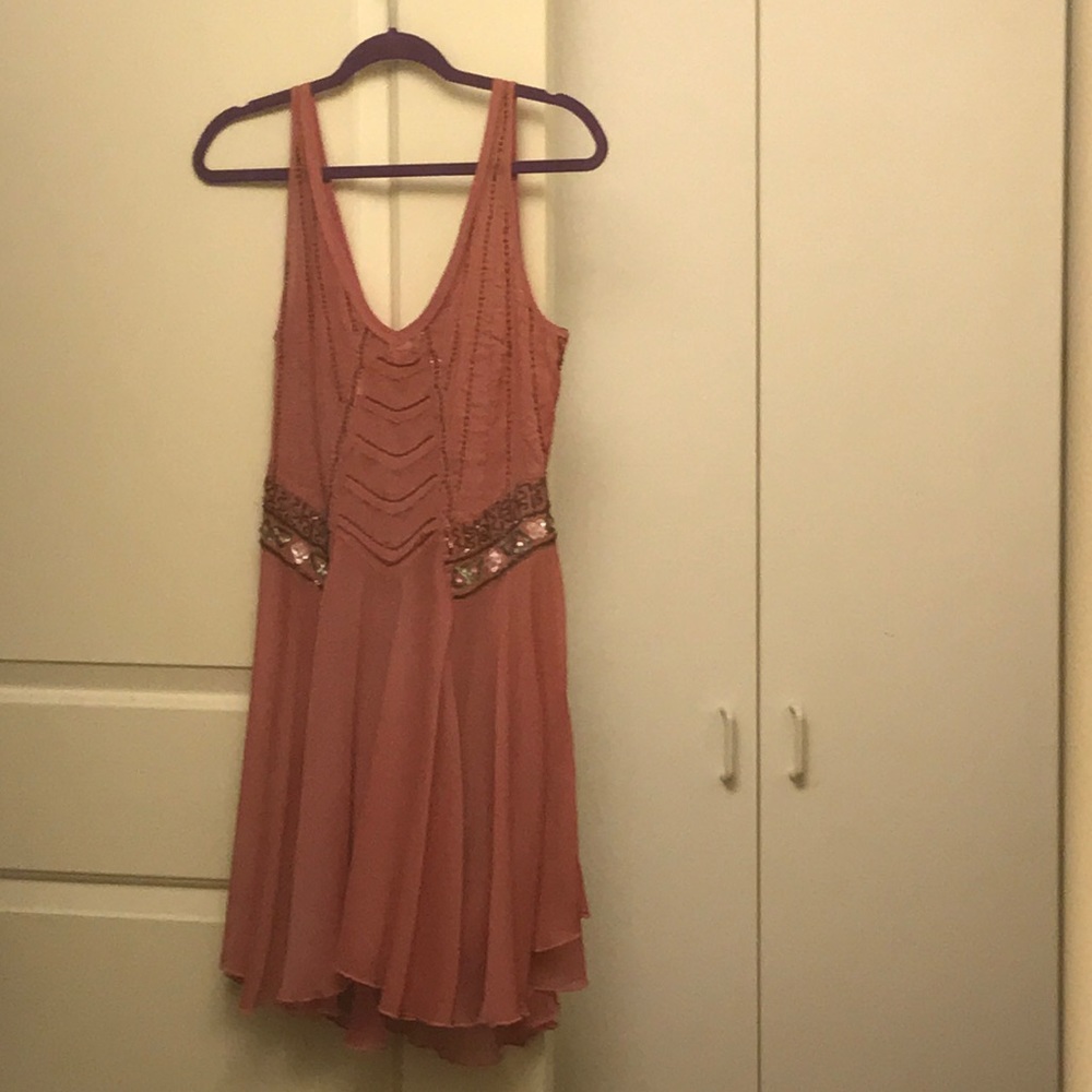 Free People Pop Champagne Beaded Slip Dress